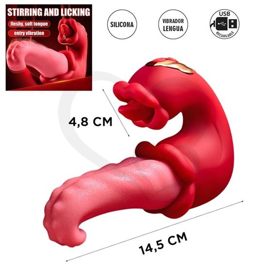 Vibrador doble con forma de lengua